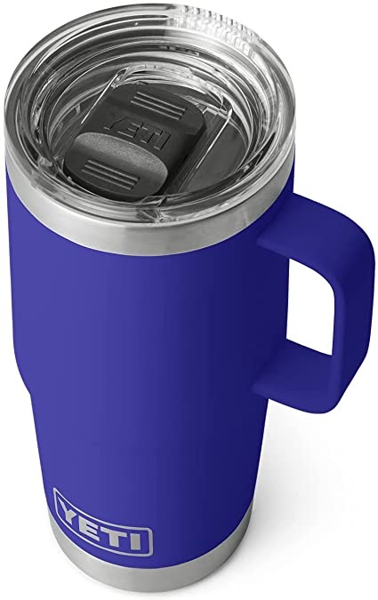 YETI Rambler 20 oz Travel Mug, Stainless Steel, Vacuum Insulated with Stronghold Lid, Offshore Blue