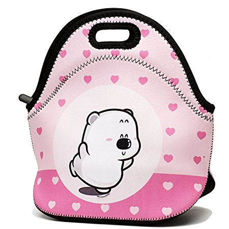 Travel Neoprene Lunch Bag Insulated Cooler Lunch Bags for Women Waterproof Zipper Picnic Lunch Tote - Bear
