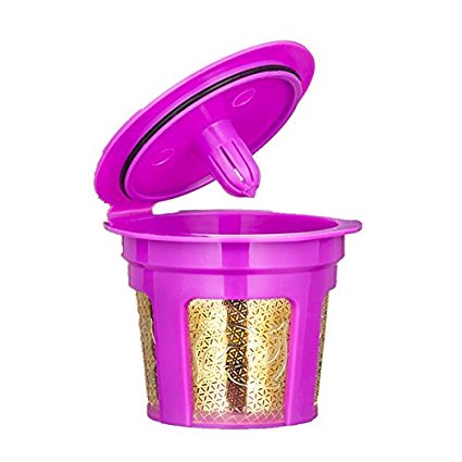 Reusable Coffee Filters YKSH Refillable Gold Plated Mesh K-Cups Filters 2 Pcs for Keurig 2.0 and 1.0 Brewers(Purple)