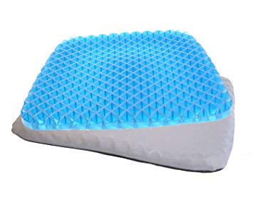 Comfort Cooling Gel Chair Seat Cushion - Provide Relief for Lower Back ,Coccyx,Sciatica,Tailbone or Hip Pain - Airflow Orthopedic Design Seat Pad for Wheelchair,Car,Office Chairs,Prevent Sweaty Bottom with Grey Cover