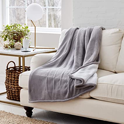 Eddie Bauer | Smart Heated Electric Throw Blanket - Reversible Sherpa - Hands Free Control - Wi-Fi Only - Compatible with Alexa, Google, iOS, Android - Gray