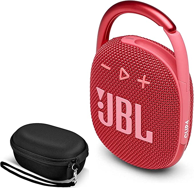 JBL Clip 4 Portable Waterproof Wireless Bluetooth Speaker Bundle with Premium Carry Case (Red)