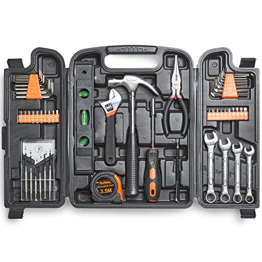 VonHaus 53pc Household Tool Set/Box/Kit for DIY - Includes Precision Screwdrivers, Claw Hammer, Pliers, Hex Keys, 20 Bits & More