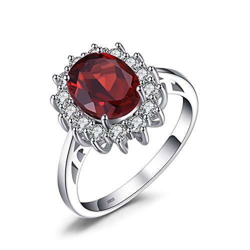2.6ct Gemstone Natural Garnet Kate Middleton's Princess Diana Engagement Ring 925 Sterling Silver Size 7