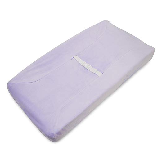 TL Care Heavenly Soft Chenille Fitted Contoured Changing Pad Cover, Lavender, for Girls