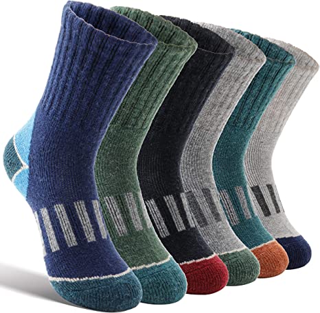 6 Pairs Kids Merino Wool Hiking Socks Boys Toddlers Girls Winter Thermal Warm Boot Thick Cushion Socks