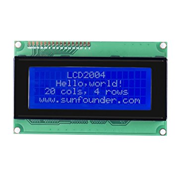 SunFounder LCD2004 Module with 3.3V Backlight for Arduino Uno R3 Mega2560 Raspberry Pi Display of 20x4 White Characters on Blue Background