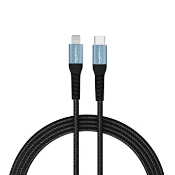 Amazon Basics USB C to Lightning Aluminum with Nylon Braided MFi Certified Charging Cable (Grey, 1.2 meter)