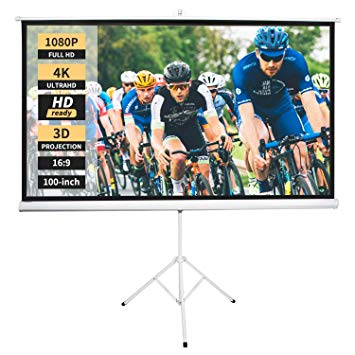 Neewer 100-inch 16:9 Projector Screen with Stand, Indoor Outdoor Foldable Portable Projection Screen 4K HD with Premium Wrinkle-Free Design: 1.1 Gain, 160° Viewing Angle (No Carrying Bag)