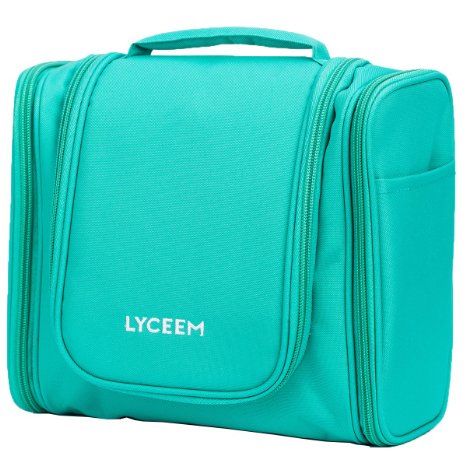 LYCEEM 3 Space Hanging Toiletry Bag Travel Organizer Dopp Kit (Tiffany Green)