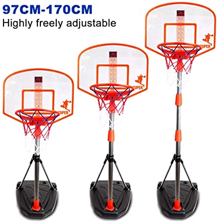 TOBY 170cm Basketball Stand Height Adjustable Basketball Hoop Kids Basketball Rack with Scoring Device