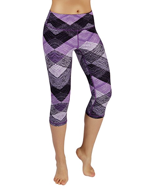 ODODOS Power Flex Women's Tummy Control Workout Running Printed Pants Yoga Pants With Hidden Pocket,Camouflage, Small