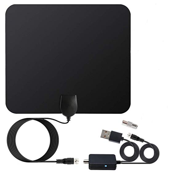 80Miles Indoor Amplified TV Antenna - Vintv Upgraded Digital HDTV Antenna with Detachable Amplifier Channels Booster Free TV for 1080P VHF UHF High Reception with 10Ft Cable