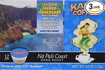 Kauai Coffee Na Pali Coast Dark Roast, Single Serve Cups, 36 Count