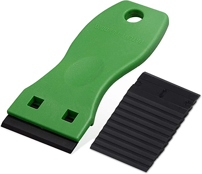 Ehdis Plastic Scraper with 10 Plastic Razor Blade, Adhesive Remover, Sticky Remover for Removing Label, Glue, in The Glass, Window, 1.5 inch, Green