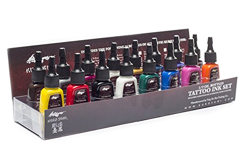Authentic Kuro Sumi Primary 16 Color Ink Set 1/2oz Tattoo Ink MADE IN USA, 4 Different Sets to choose from (Set #1)