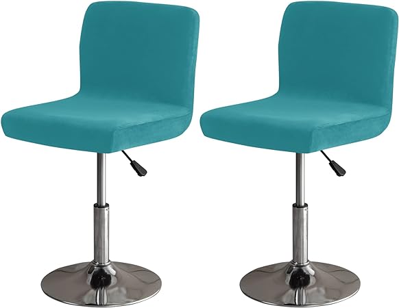 LightInTheBox Bar Stool Cover Square Swivel Barstool Chair Seat Velvet Barstool Protector Covers for Counter Height Mid Low Back Chair Holiday (2Pc Turquoise)