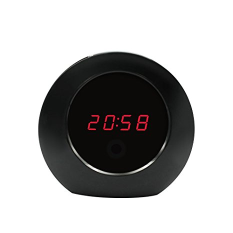 Littleadd Hidden Camera Clock Nanny Cam Home Surveillance Video Recorder, Bright Black (8GB Micro SD card included)