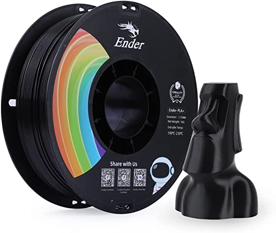 Official Creality Upgrade Ender 3D Printer Filament, Black PLA  Filament 1.75mm, 1kg Spool (2.2lbs), Accuracy  /- 0.02mm, 3D Printing Filament, Strong Toughness, Vacuum Packaging, Environment Friendly