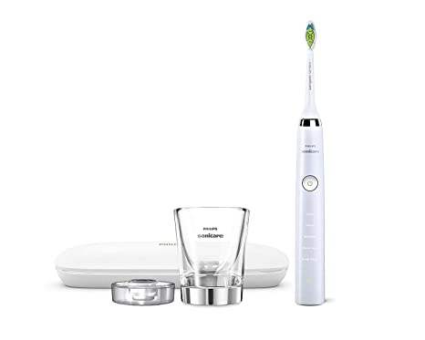 Philips Sonicare DiamondClean Rechargeable Electric White Toothbrush Bundle: 1 DiamondClean Handle & Brush Head, 1 Charging Glass, 1 Travel Case, 5 Modes Including Deep Clean and Sensitive