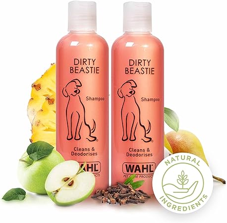 WAHL Dirty Beastie Shampoo, Dog Shampoo, Shampoo for Pets, Natural Pet Friendly Formula, For Dirty Pet Coats, Ready-to-Use, Remove Dirt and Odours, Smelly Coats, Twin Pack