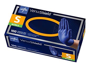 Medline VersaShield Nitrile Exam Gloves, Extra Thick 5.5 mil, Disposable, Powder-Free, Cobalt Blue, Small, Box of 100