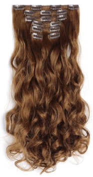 OneDor® 20" Curly Full Head Clip in Synthetic Hair Extensions 7pcs 140g (12#-Light Brown)