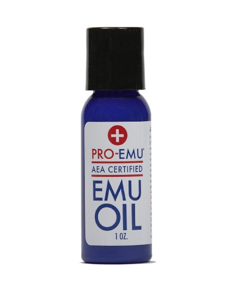 PRO EMU OIL 1 oz Pure All Natural Emu Oil - AEA Certified - Made In USA - Best All Natural Oil for Face Skin Hair and Nails Excellent for Dry Skin Burns Sunburns Scars Muscles and Joints