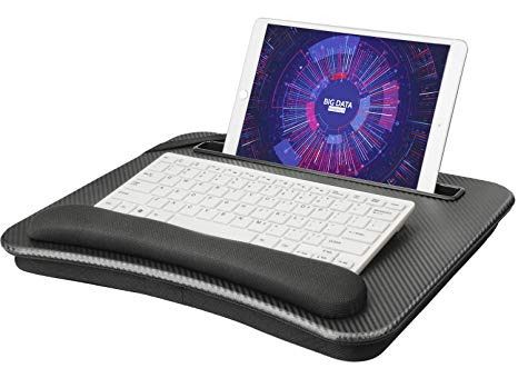 HUANUO Laptop Lap Desk - Fits up to 14 inches Laptop Stand with Phone Holder,Tablet Holder, Portable Lap Desk Built-in Soft Foam Pillow Cushion, Elastic Band，Laptop Stop Bar