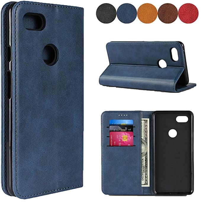 SailorTech Google Pixel 3 XL Case, Color Matching Premium Leather Wallet Flip Cover Case with Kickstand Protective Cover and Multiple Card Slots Protective Cover for Google pixel3xl- (6.3") Navy Blue