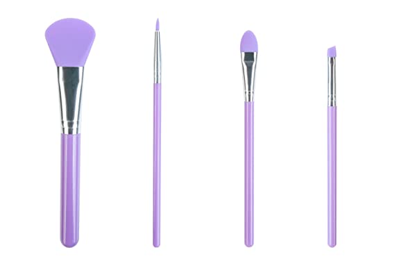 LORMAY 4-Piece Silicone Makeup Brushes for Face Care, Eyeliner, Eyebrow, Eye Shadow,and Lip Cosmetic Brushes (Pink)