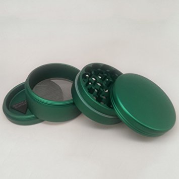 Space Case Large 4 Piece Rasta Grinder with a Cali Crusher Pollen Press (Large, Green)
