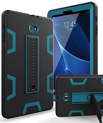 Samsung Galaxy Tab A 10.1 Case,XIQI Three Layer Hybrid Rugged Heavy duty Shockproof Anti-Slip Case Full Body Protection Cover for Tab A 10 inch(SM-T580),Black/Bule