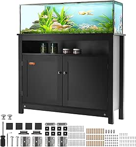 VEVOR Aquarium Stand, 40 Gallon Fish Tank Stand, 36.5 x 15.7 x 30 in MDF Turtle Tank Stand, 335 lbs Load Capacity, Reptile Tank Stand with Storage, Cabinet and Hardware Kit, Black