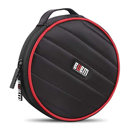 BUBM Portable Round 32 CD Disc Storage Case Bag Heavy Duty CD/DVD Wallet for Car, Home, Office and Travel (Black)