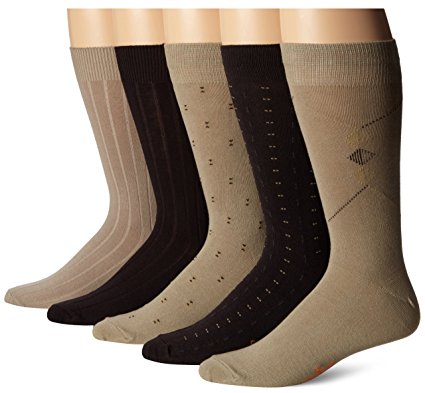 Dockers Men's 5-Pack Classics Dress Dobby Crew Socks