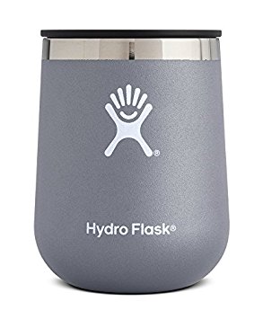 Hydro Flask 10 oz Double Wall Vacuum Insulated Stainless Steel Stemless Wine Tumbler Glass with BPA Free Press-In Lid, Graphite