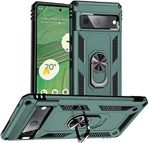 for Google Pixel 7 Case, Pixel 7 Case, Yiakeng Military Grade Protective Cases with Ring for Google Pixel 7 (Dark Green)