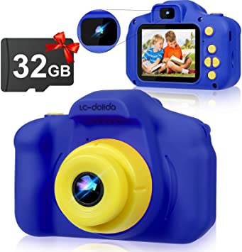 LC-dolida Kids Selfie Camera for Girls Boys- 32GB Kids Digital Camera Toy Video600mah Rechargeable for Age 5 6 7 8 12 Years Old's Children Birthday Presents Gifts Ideas Blue