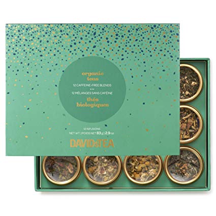 DAVIDsTEA Organic Tea Sampler, Caffeine-Free Loose Leaf Tea Gift Set, Assortment of 12 Herbal Teas, 83 g / 2.9 oz (SP)