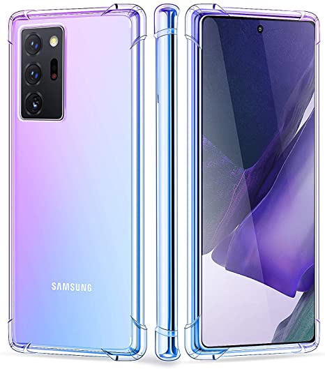 SALAWAT for Galaxy Note 20 Ultra Case, Clear Cute Gradient Slim Thin Anti Scratch TPU Cover Shockproof Protective Phone Case for Samsung Galaxy Note 20 Ultra 6.9 Inch 2020 5G (Purple Blue)