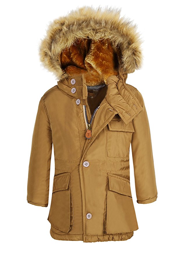 Boy's Winter Coats Insulated Jackets with Fleece Lined Hood