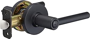 Amazon Basics Contemporary Madison Door Lever - Privacy - Matte Black,Pack of 6, 6 Count Total