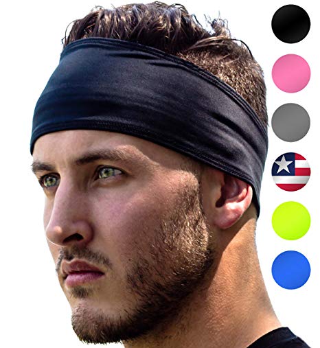 Sports Headbands: UNISEX Design With Inner Grip Strip to Keep Headband Securely in Place | Fits ALL HEAD SIZES | Sweat Wicking Fabric to Keep your Head Dry & Cool. Fits Under Helmets too