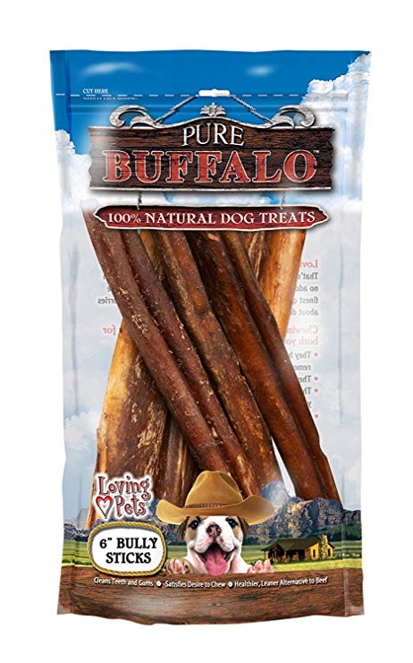 Loving Pets Pure Buffalo 6-Inch Bully Stick Size:Pack of 2