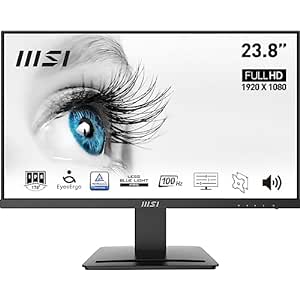 MSI Pro Mp243X 23.8 Inch 1920 X 1080 Full Hd LCD Monitor Ergonomic Design, Blue Light Reduction, Seamless Connectivity