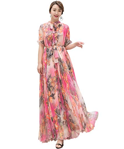 Medeshe Women's Summer Floral Long Beach Maxi Dress Lightweight Sundress