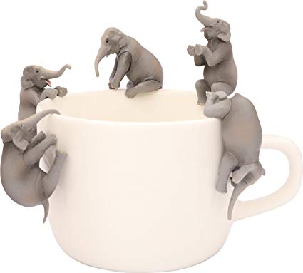 Kitan Club Putitto Hanako Asian Elephant Cup Toy - Blind Box Includes 1 of 5 Collectable Figurines - Hangs on Thin, Flat Edges - Authentic Japanese Design - Made from Durable Plastic, Premium Quality