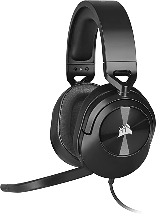 Corsair HS55 Stereo Gaming Headset (Leatherette Memory Foam Ear Pads, Easy-Access On-Ear Volume Control, Lightweight, Omni-Directional Microphone, Multi-Platform Compatibility) Carbon