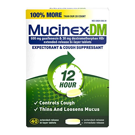 Mucinex DM 12 Hr Expectorant & Cough Suppressant Tablets, 40ct